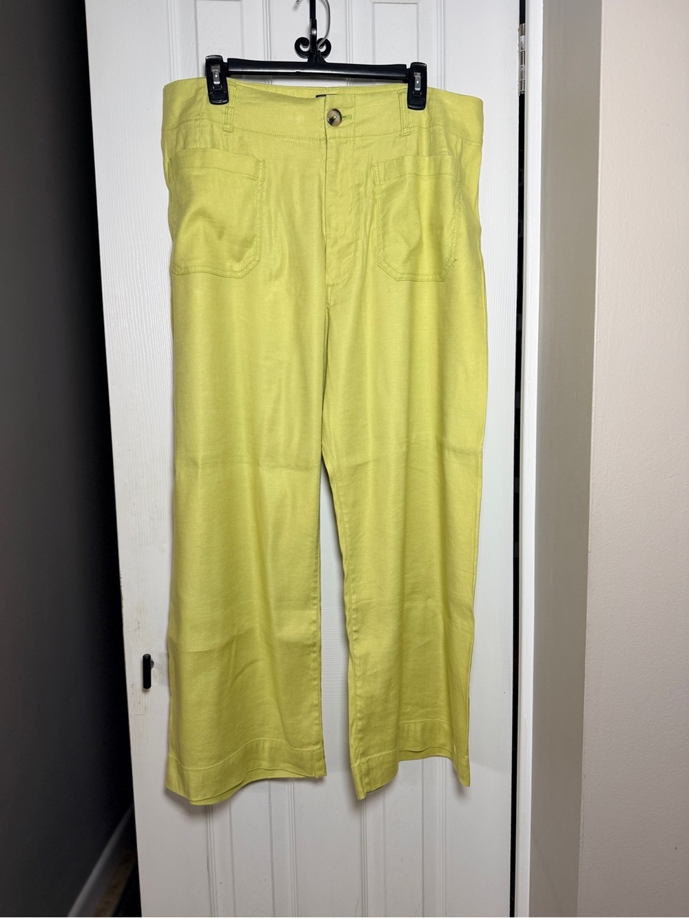 Maeve Anthropologie The Colette Wide Leg Linen Green Size 34 - Picture 6 of 6